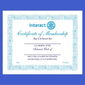 Interact Certificate of Membership -(Set of 10)