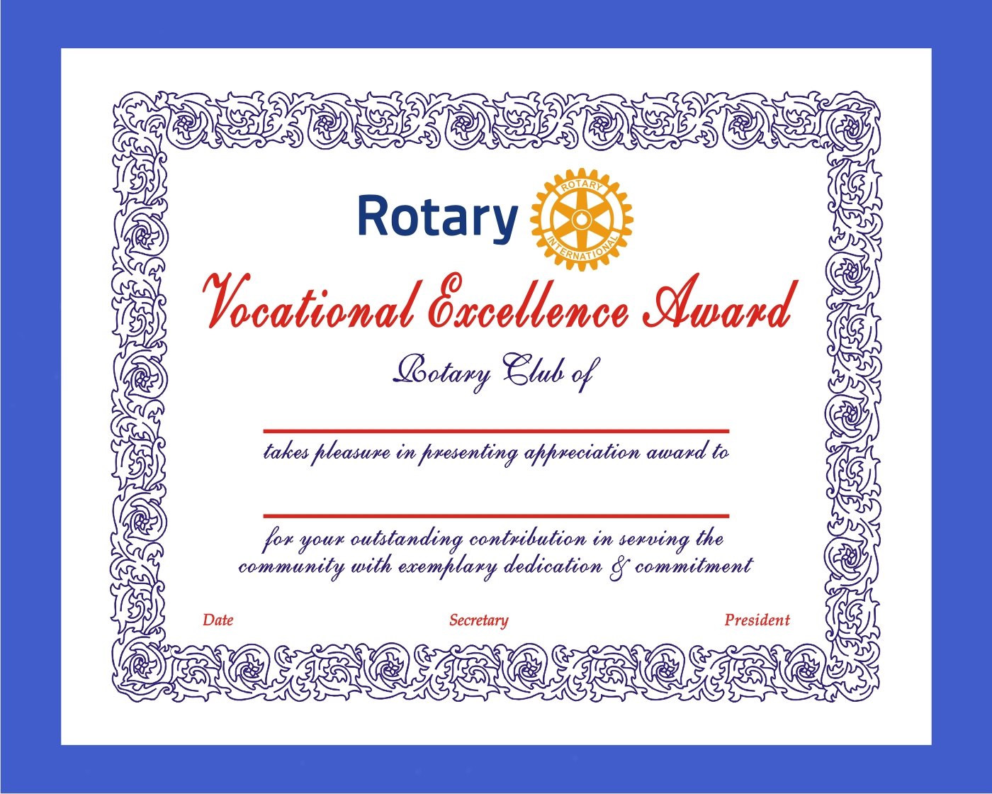 Rotary New Logo Certificates